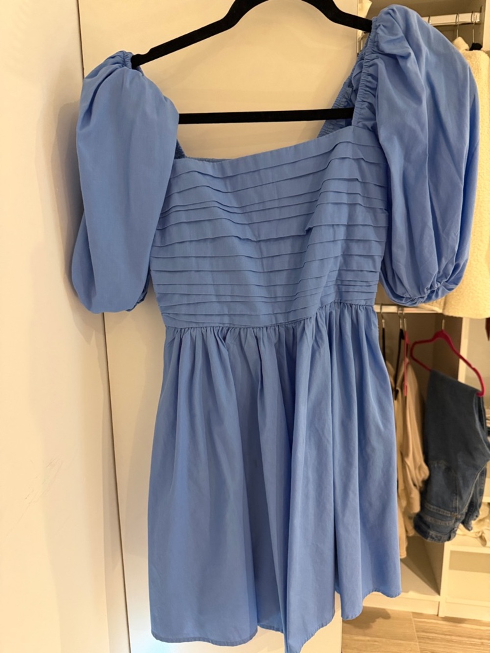 Abercrombie & Fitch Light Blue Puff Sleeve Mini Dress